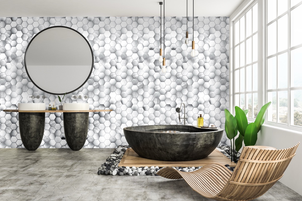 Hexagon white bathroom panels